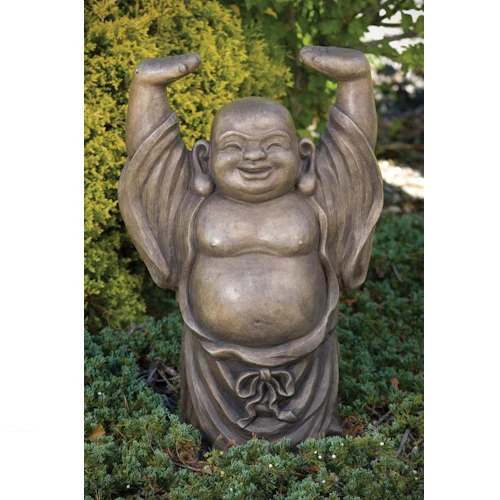 Jolly Hotei Standing Arm Above Head 27" High Statue - Image 2