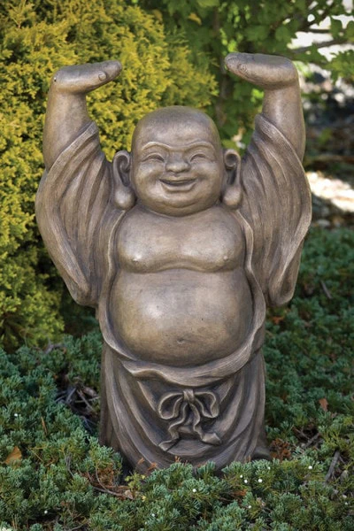 Jolly Hotei Standing Arm Above Head 27" High Statue - Image 3