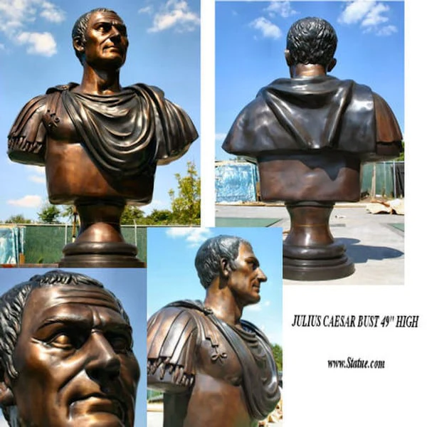 Julius Caesar Bust Bronze Sculpture - Image 2