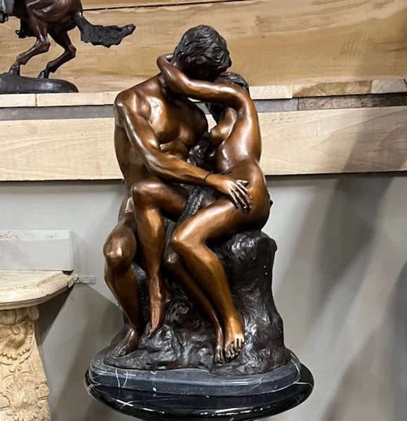 Kiss By Rodin Bronze Sculpture Large - Image 2