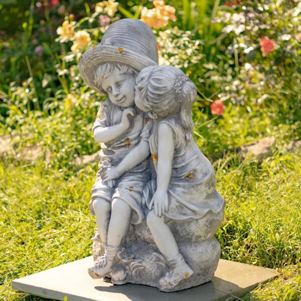 Kissing Country Boy and Girl Garden Statue 30" - Image 4