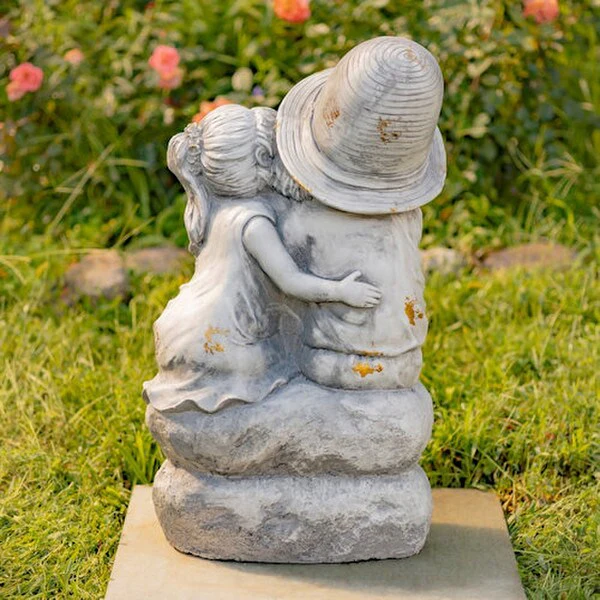 Kissing Country Boy and Girl Garden Statue 30" - Image 6