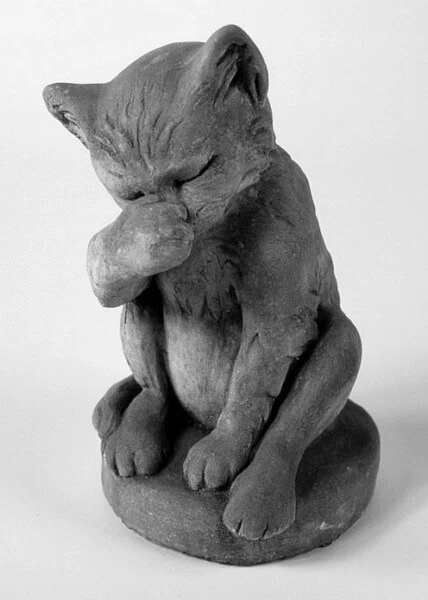 Kitten Washing Sculpture