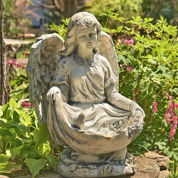 Kneeling Angel Birdbath Garden Statue 24" H - Image 3