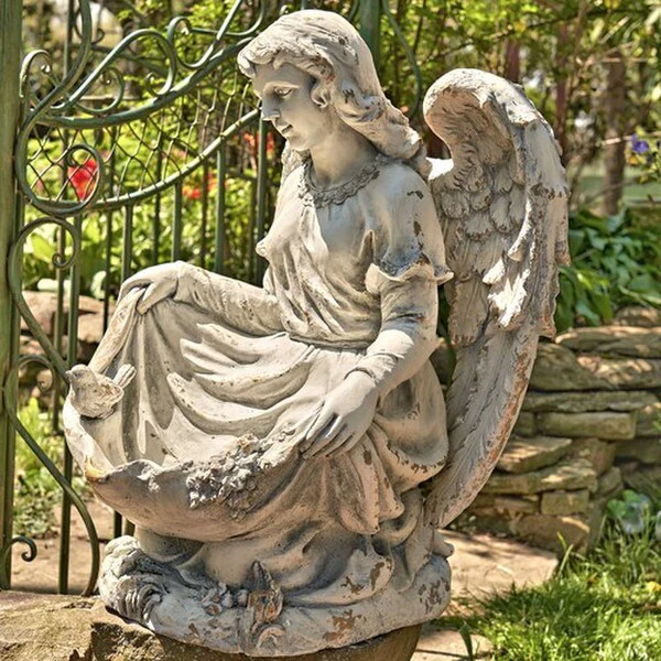 Kneeling Angel Birdbath Garden Statue 24" H - Image 4
