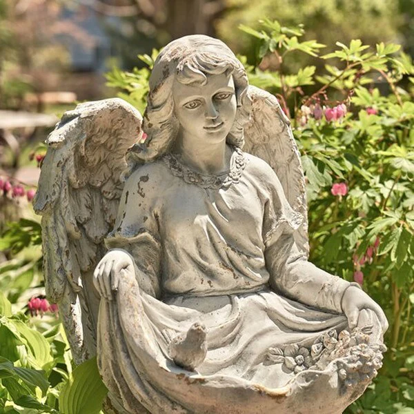 Kneeling Angel Birdbath Garden Statue 24" H - Image 5