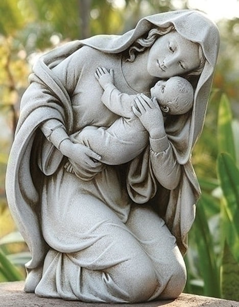 Kneeling Mary with Child Garden Sculpture - Image 2