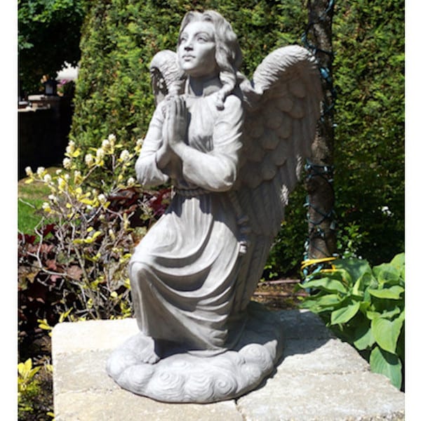 Kneeling Praying Angel Cast Stone Garden Statue