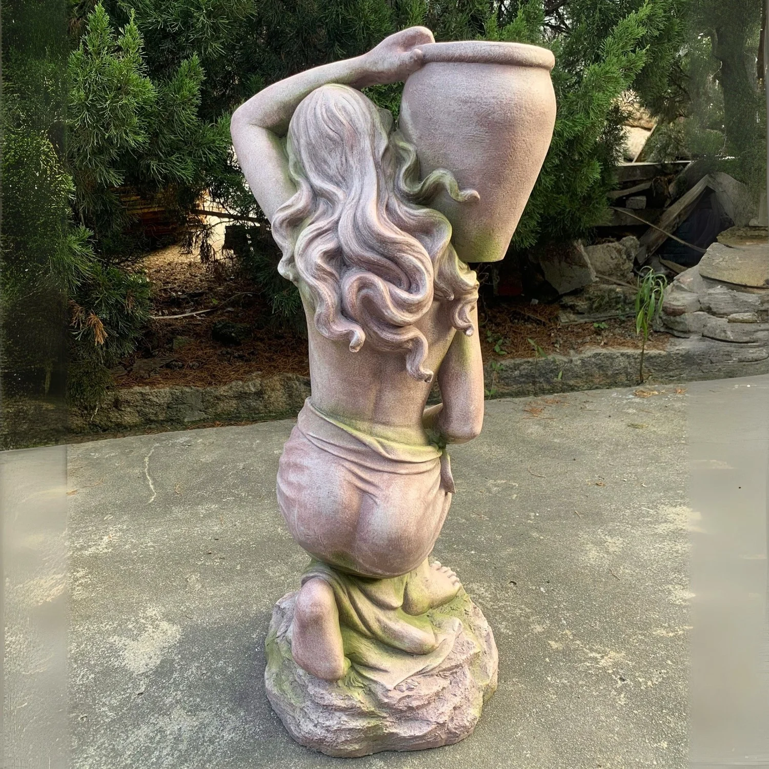 Kneeling Woman Rebecca Sculpture with Planter 44" High - Image 2
