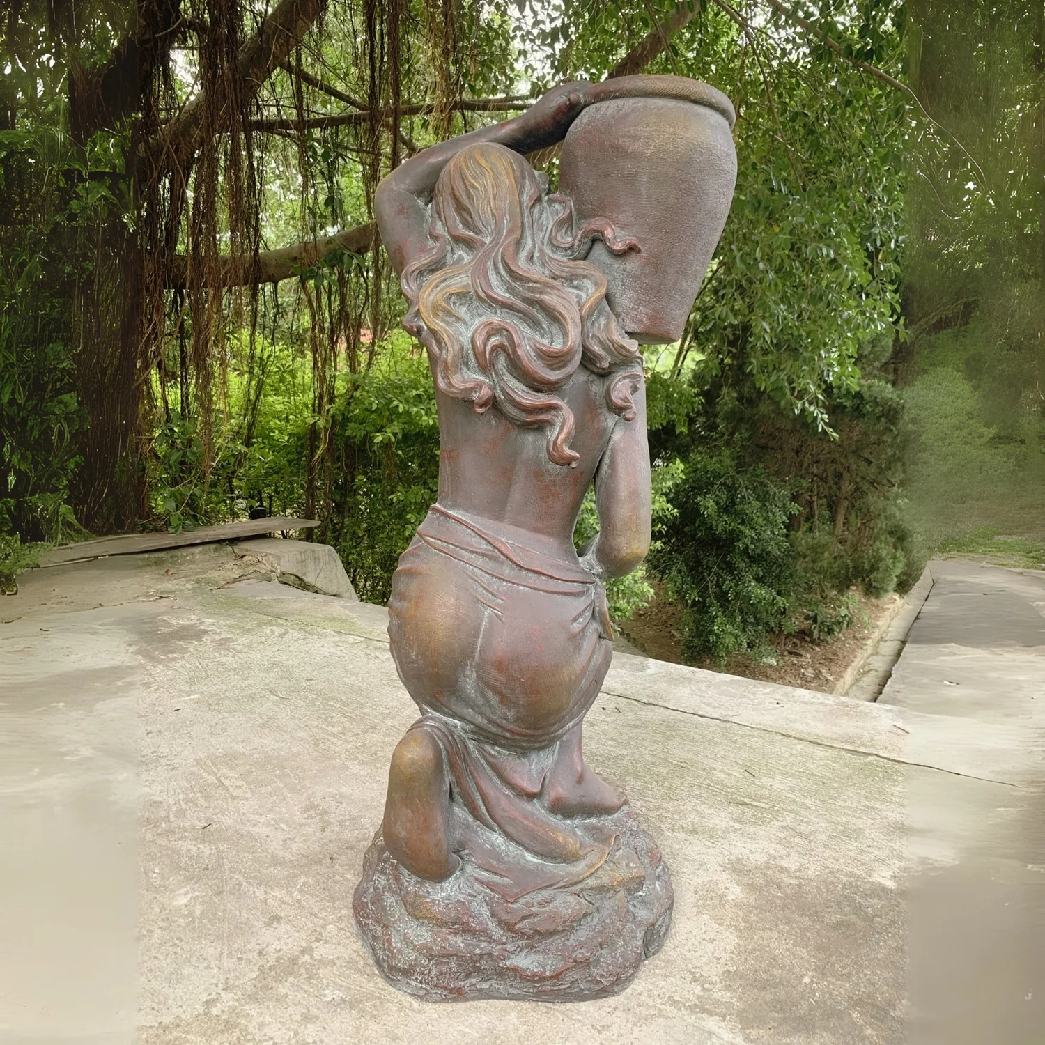 Kneeling Woman Rebecca Statue with Planter 44" High - Image 3
