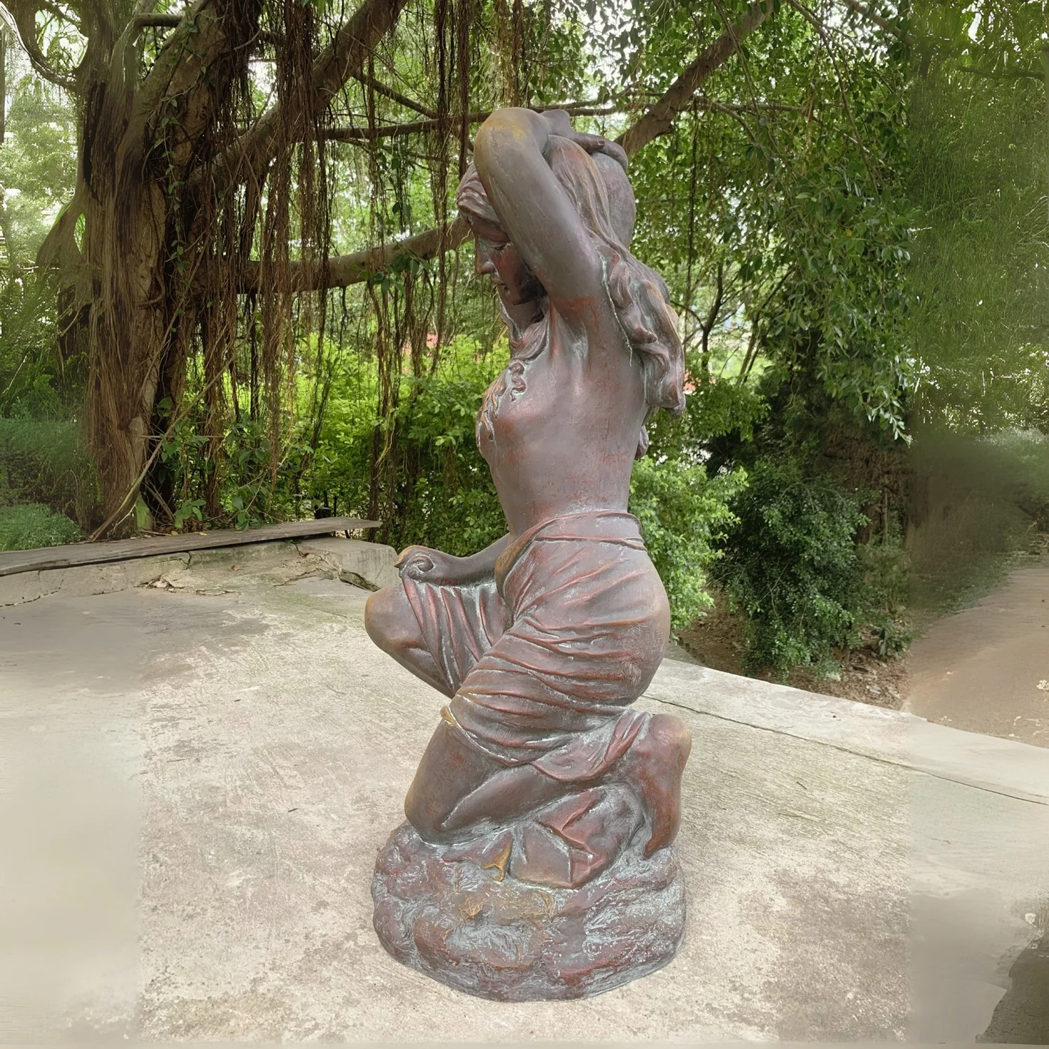 Kneeling Woman Rebecca Statue with Planter 44" High - Image 4