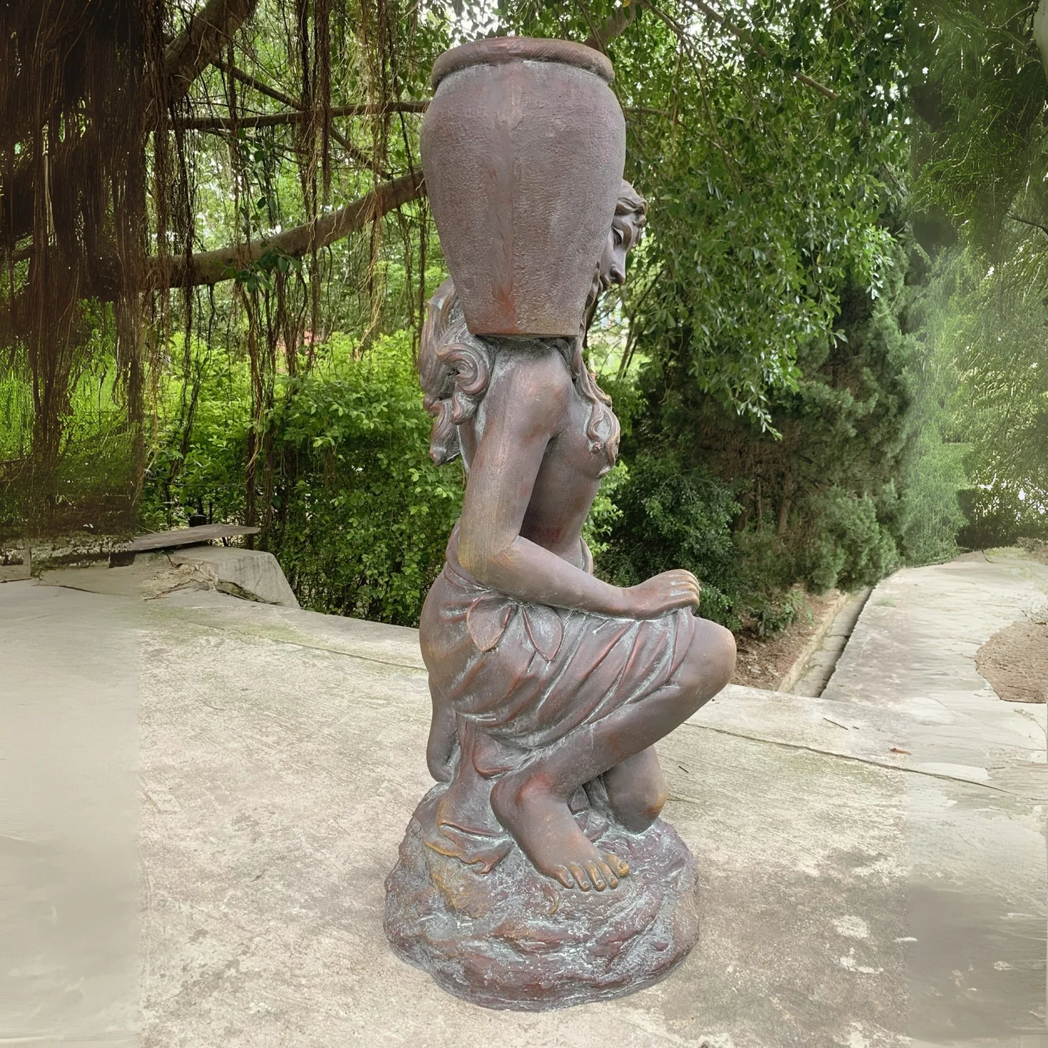 Kneeling Woman Rebecca Statue with Planter 44" High - Image 5