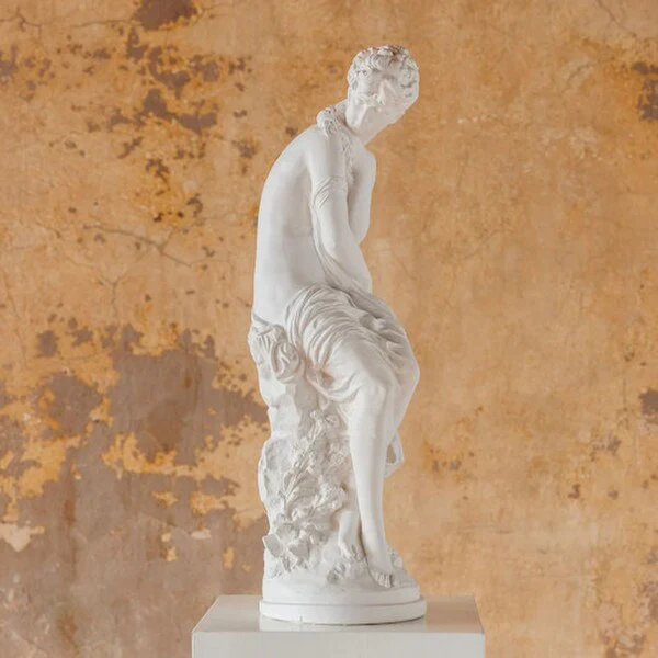 Lady with Flowers Plaster Sculpture