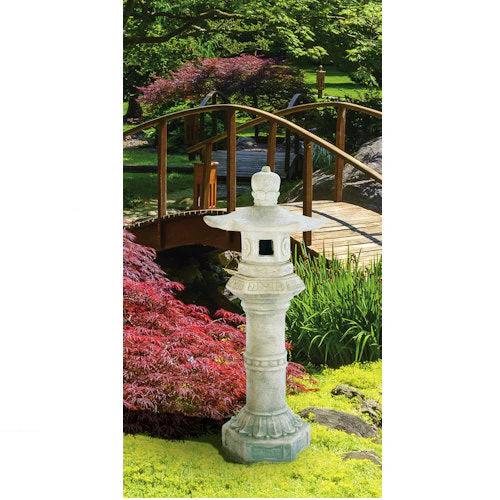 Oriental Asian Garden Lantern Sculpture 47" High Cast Stone - Image 2