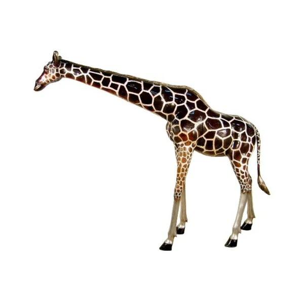 Large Giraffe Turning Neck Bronze Statue (Color)
