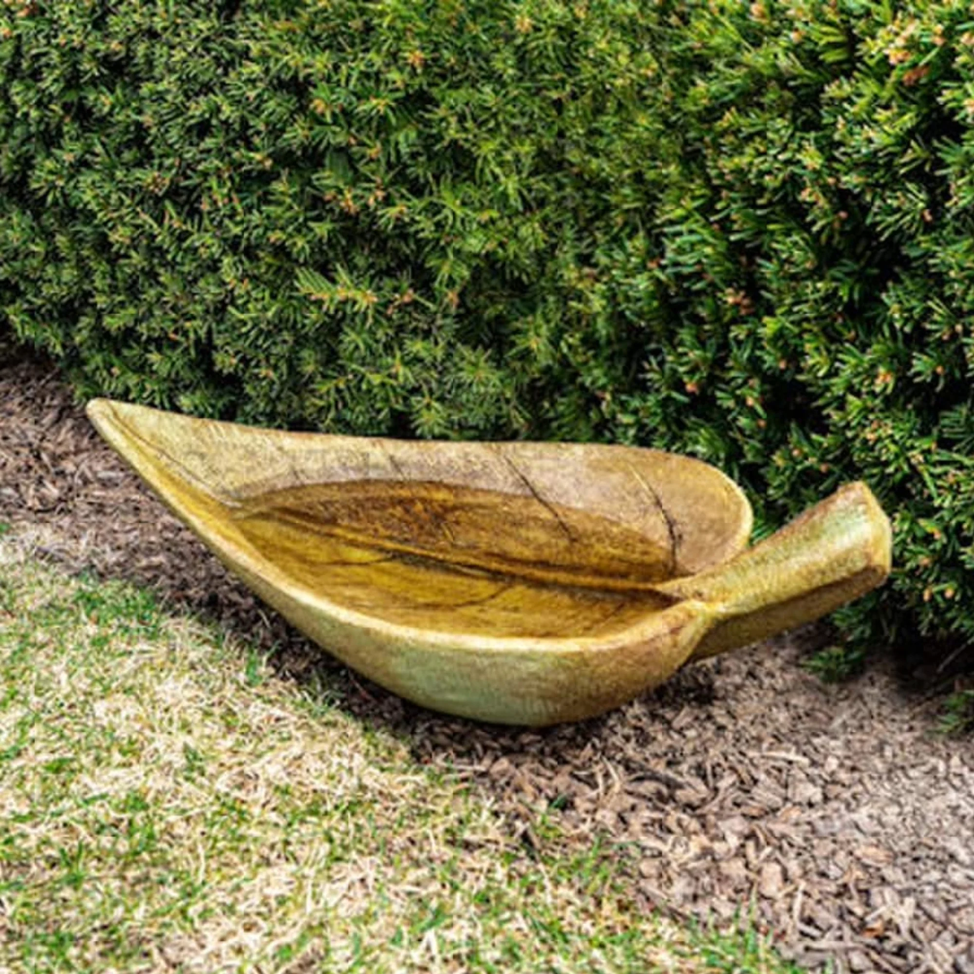 Large Leaf Birdbath Bowl Garden Sculpture - Image 4