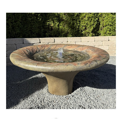 Leaf Motif Large Round Garden Fountain Lighted