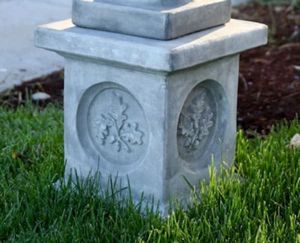Leaf Motif Pedestal 14" High Cast Stone
