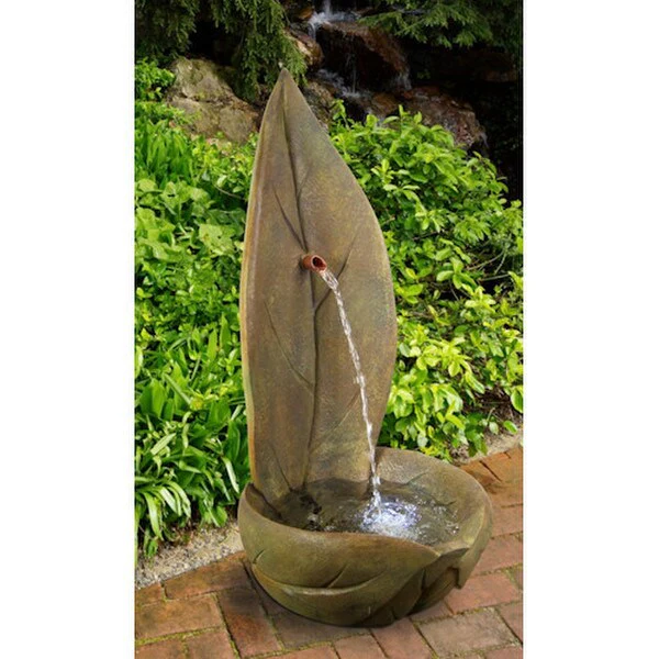 Leaf Sculptural Single Spout Garden Fountain