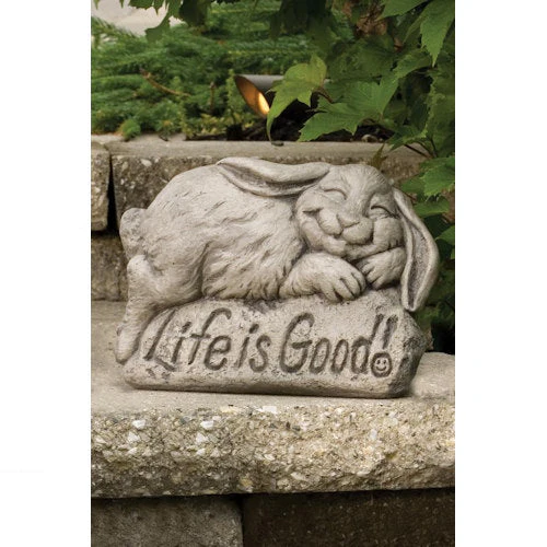 Life Is Good - Rabbit Cement Garden Statue