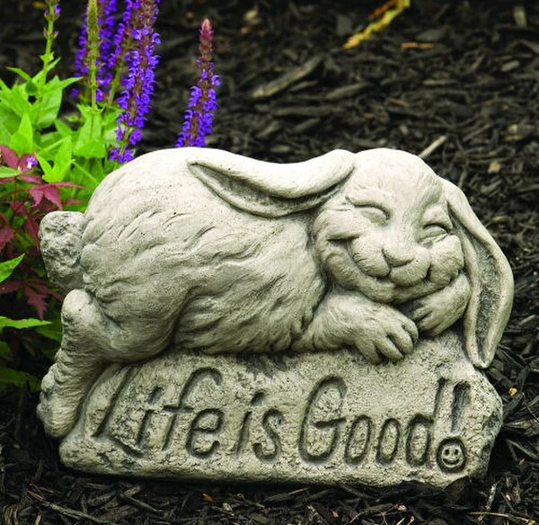Life Is Good - Rabbit Cement Garden Statue - Image 3