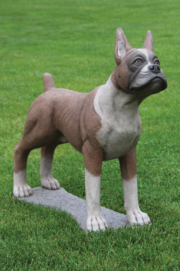 Life Size Boxer Dog Lifelike Colors Statue 29.5" – Made in USA