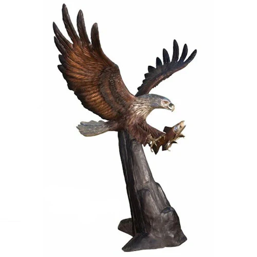 Life Size Bronze Eagle Catching a Fish - Image 2