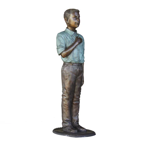 Life-Size Bronze Pledge of Allegiance Boy Sculpture 54" H