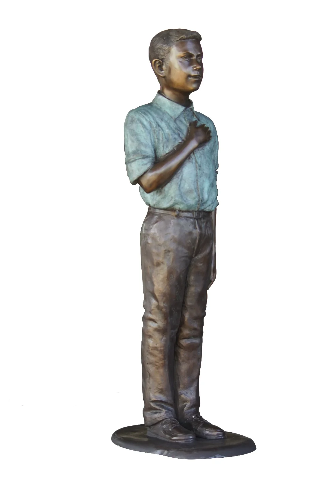 Life-Size Bronze Pledge of Allegiance Boy Sculpture 54" H - Image 2