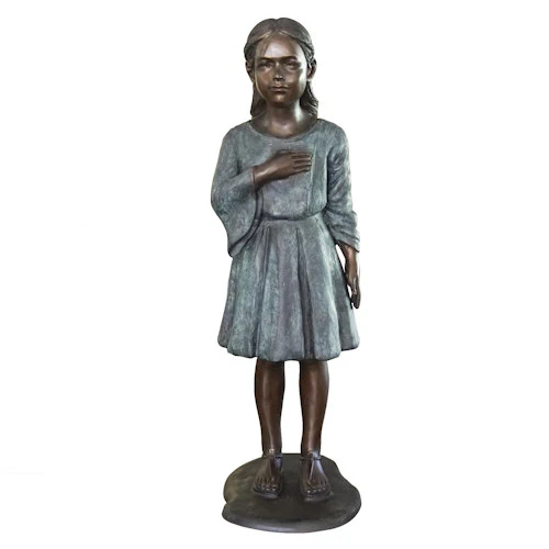 Life-Size Bronze Pledge of Allegiance Girl Sculpture 51" H