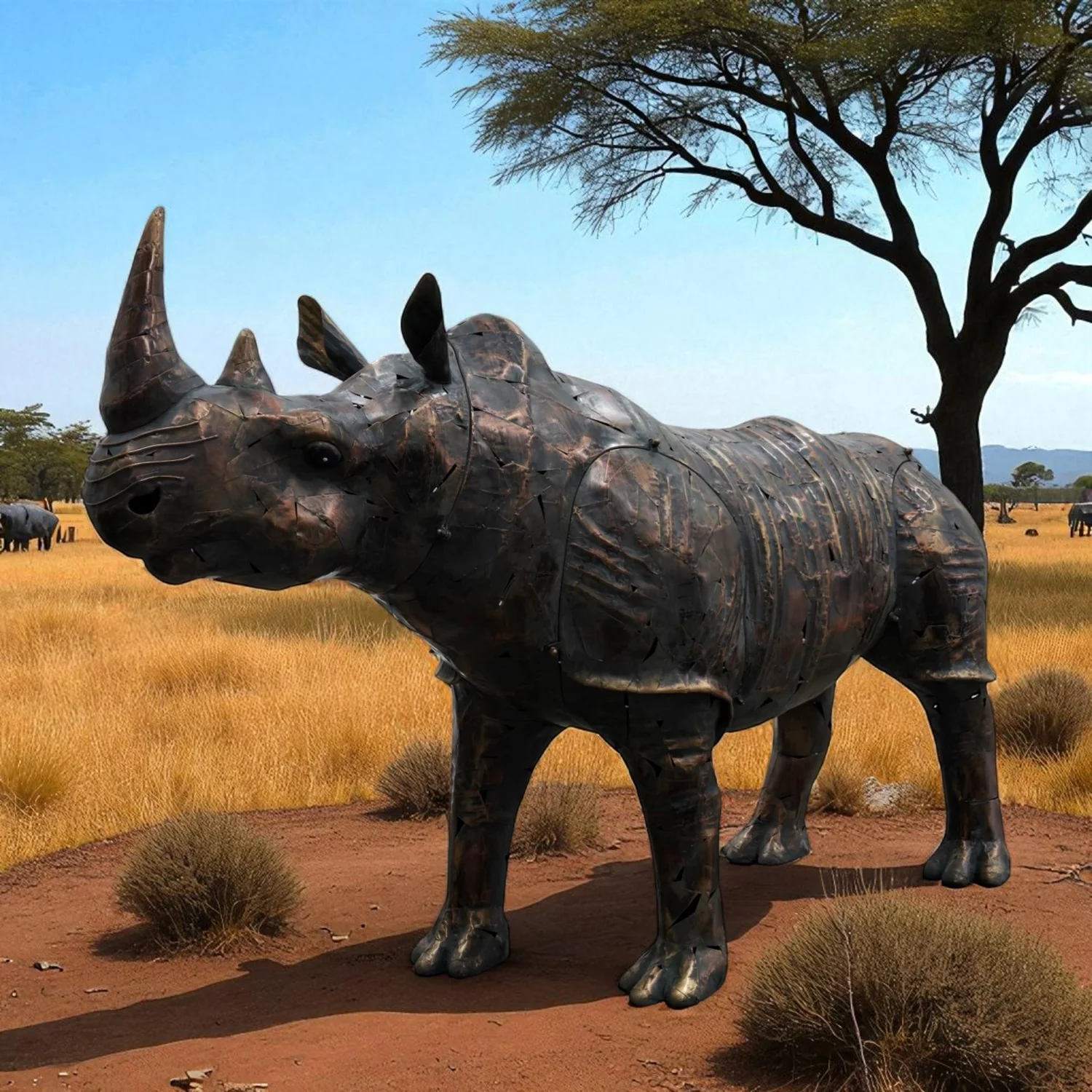 Life-Size Iron Rhinoceros Garden Statue Outdoor Sculpture - Image 2