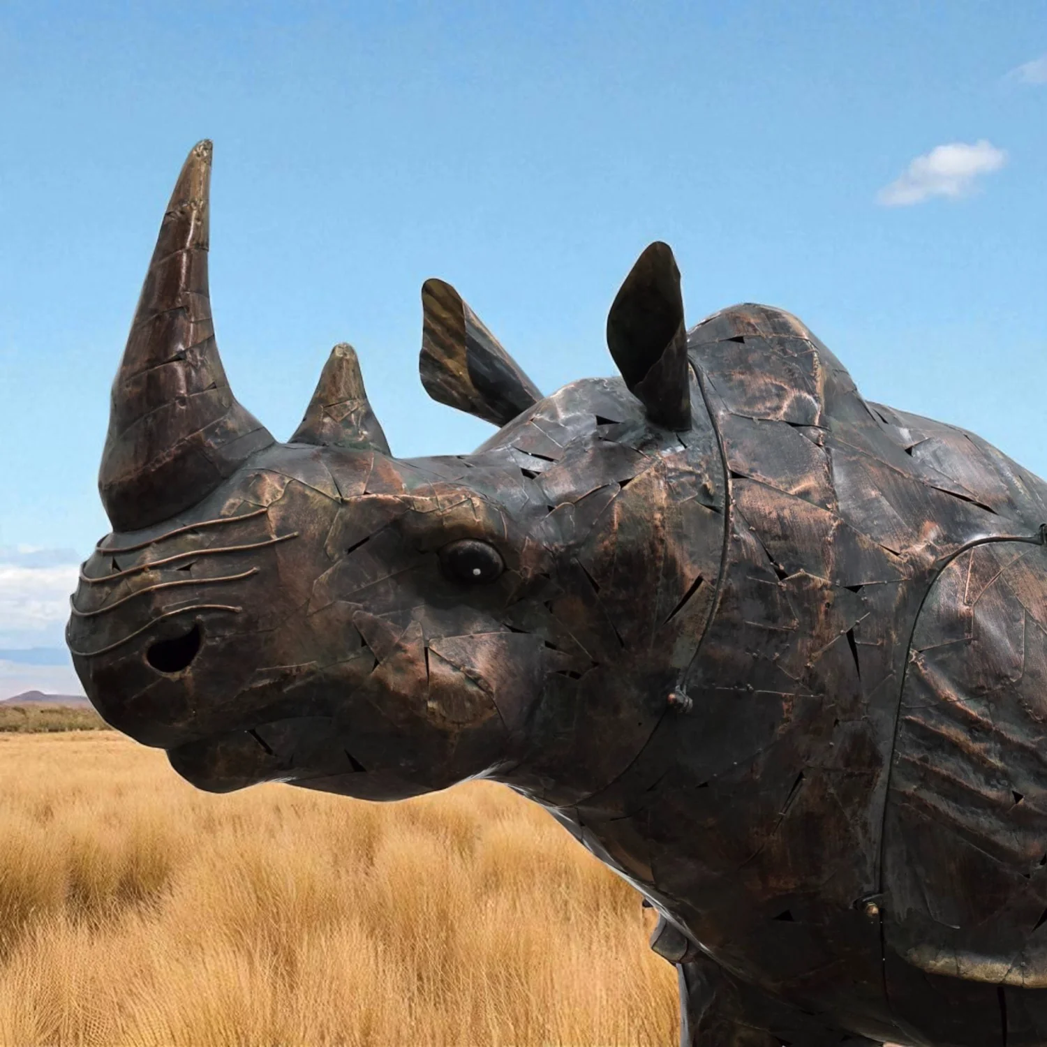 Life-Size Iron Rhinoceros Garden Statue Outdoor Sculpture - Image 4