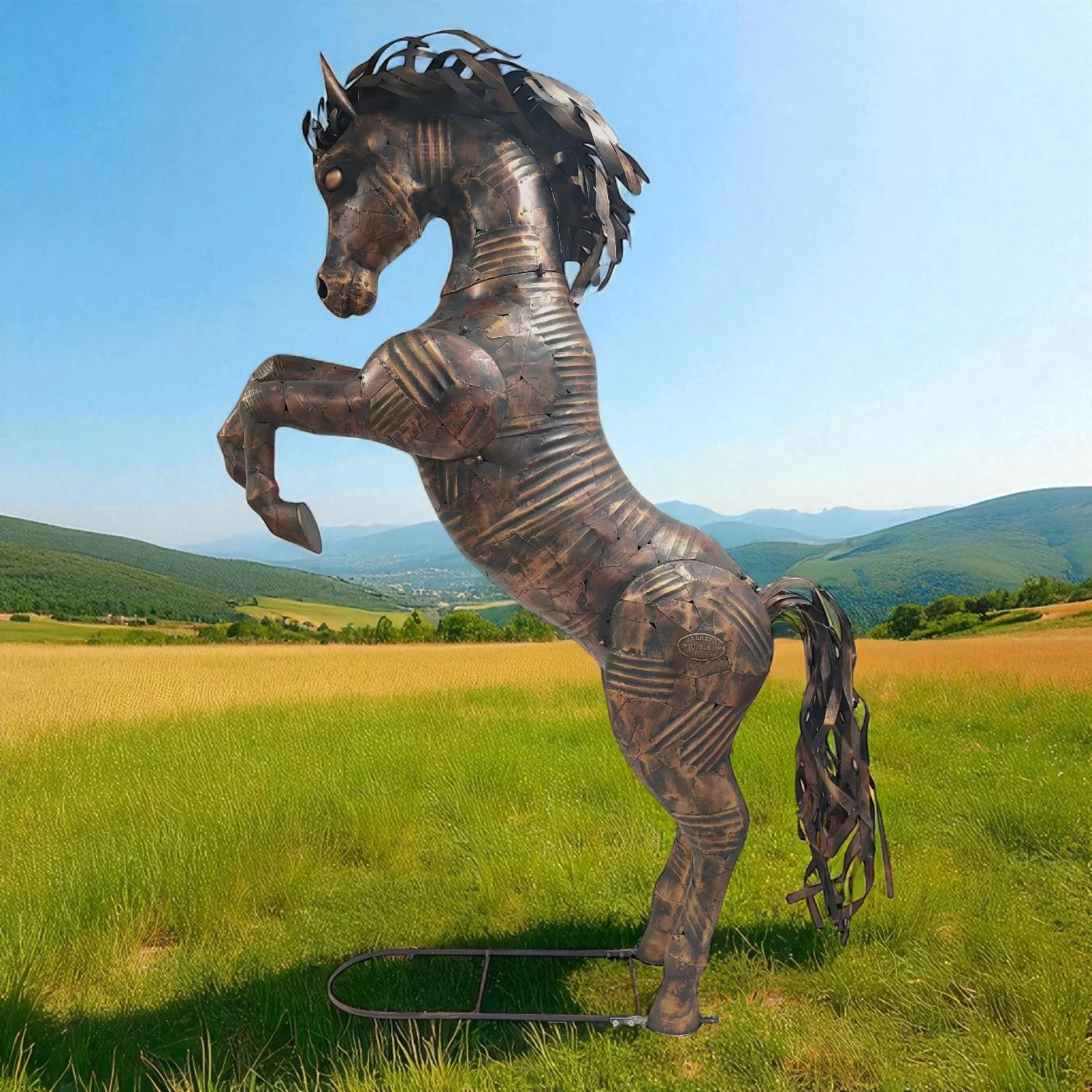 Life-Size Rearing Horse Stallion Iron Garden Statue