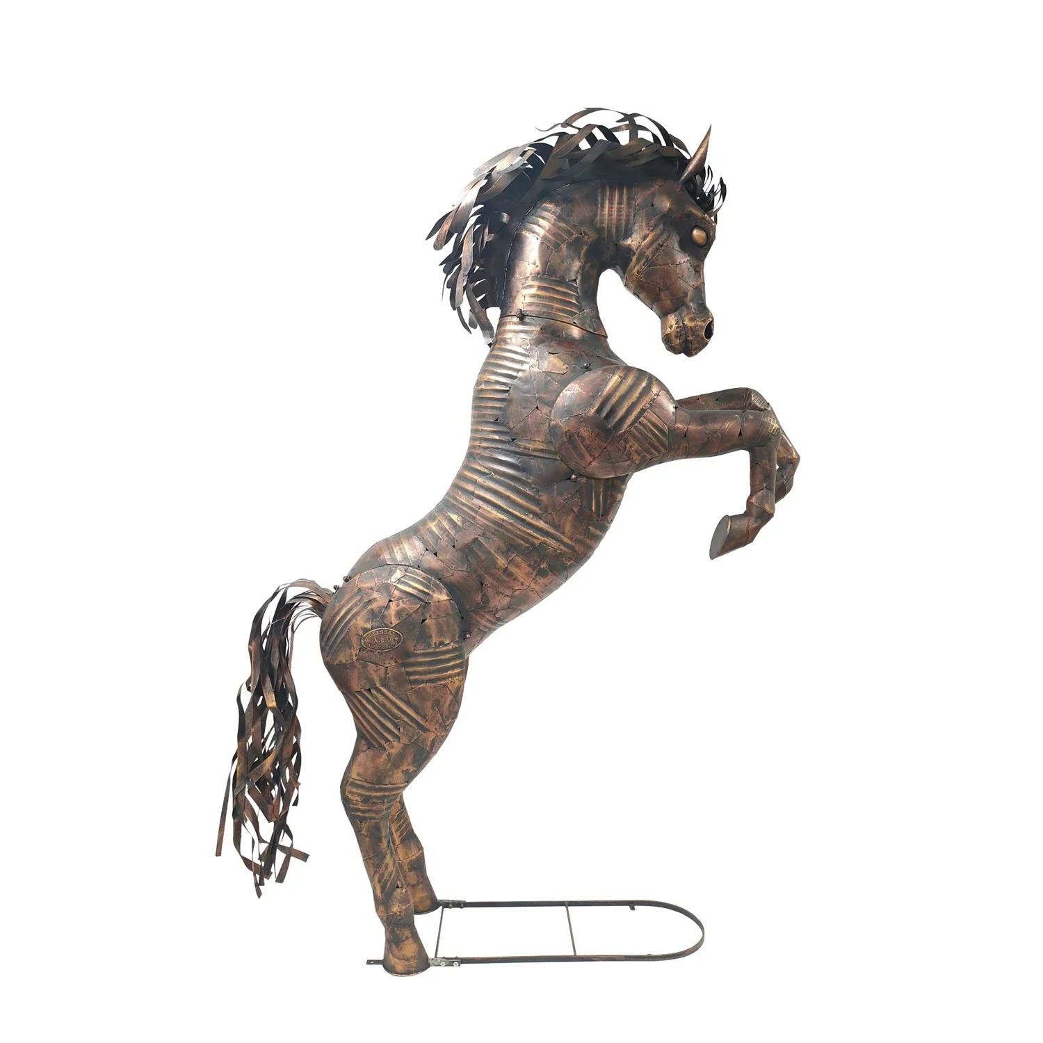 Life-Size Rearing Horse Stallion Iron Garden Statue - Image 3