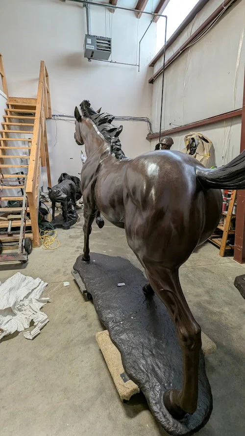 Life Size Running Thoroughbred Horse Bronze Statue - Image 4