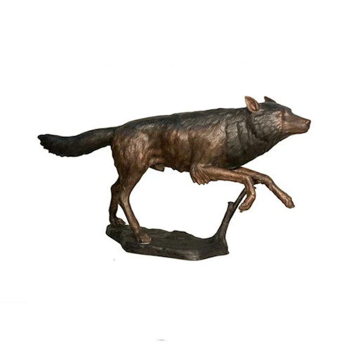Life-Size Running Wolf Bronze Sculpture