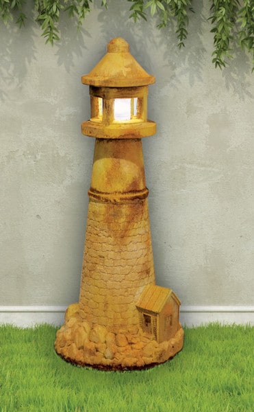 Lighthouse With Light Garden Sculpture - Image 4