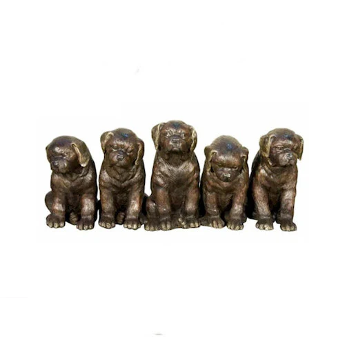 Line Of Puppies Bronze Sculpture - Image 2