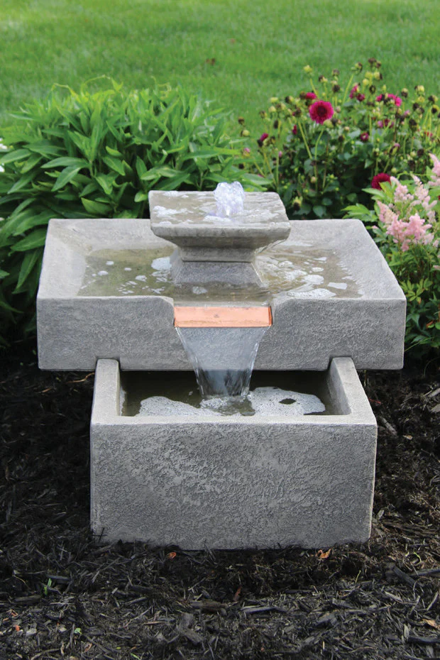 Linear Cascade Cast Stone Fountain Modern 15" High