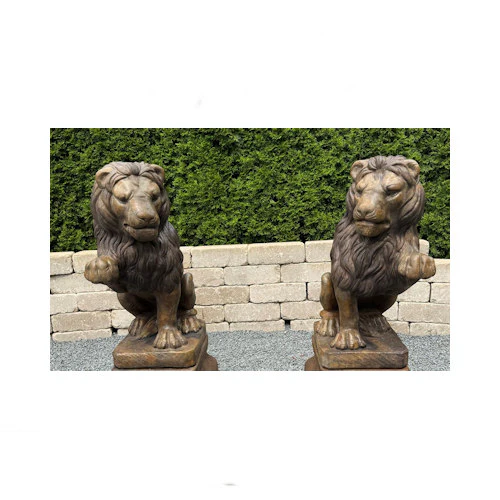Lion Left & Right Paws Up Garden Statues 24" H Pair