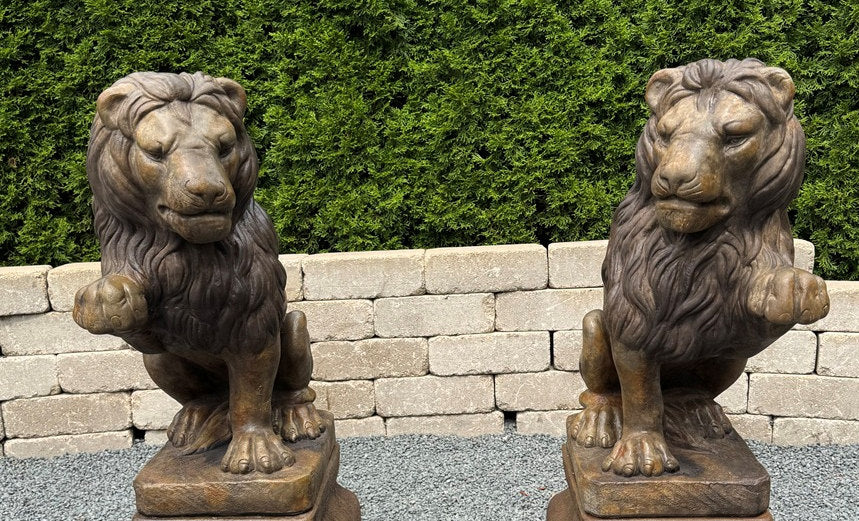 Lion Left & Right Paws Up Garden Statues 24" H Pair - Image 2