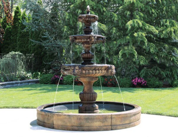 Lion Spill Grandessa Fountain with Surround and 8' Fiberglas