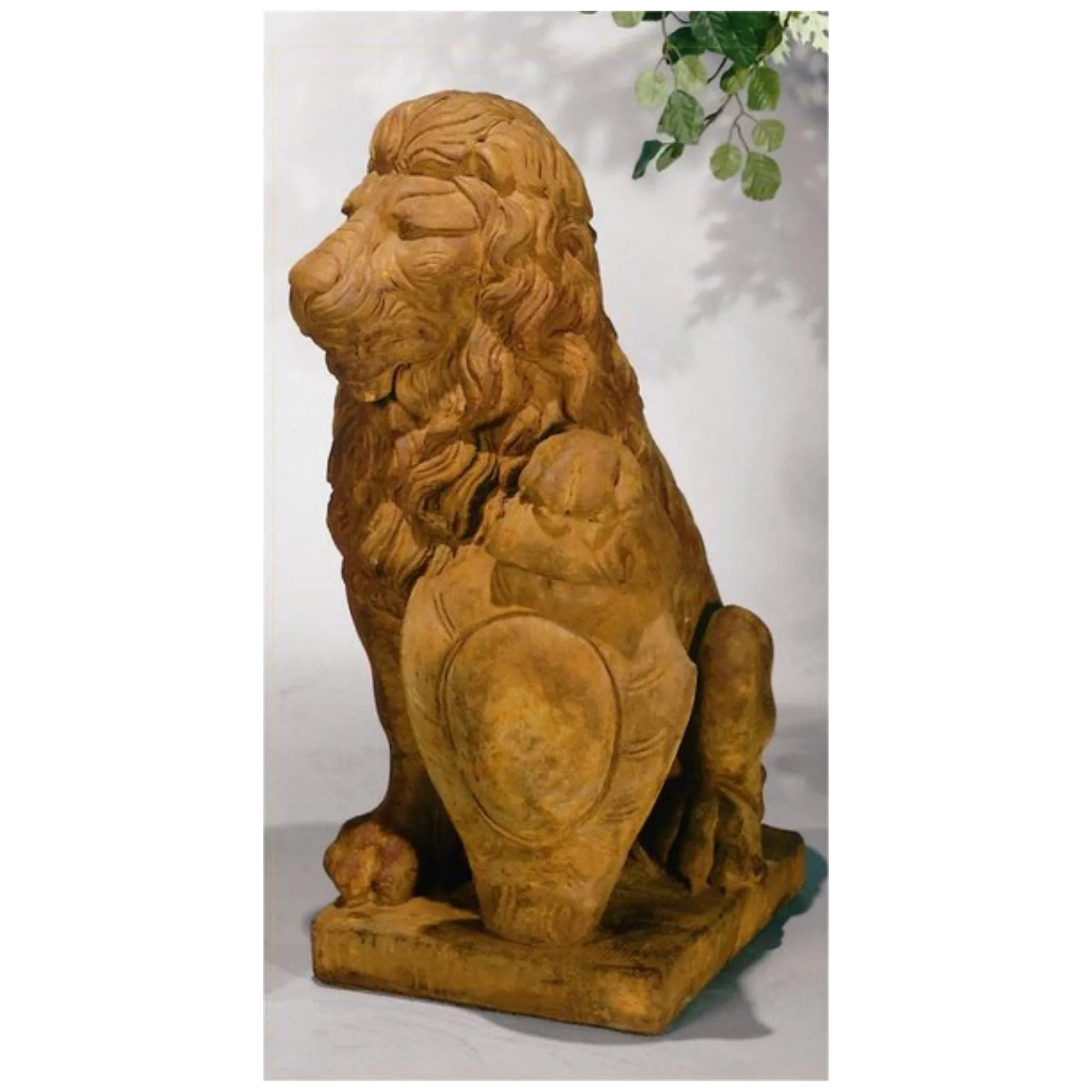 Lion with Left Shield Garden Statue