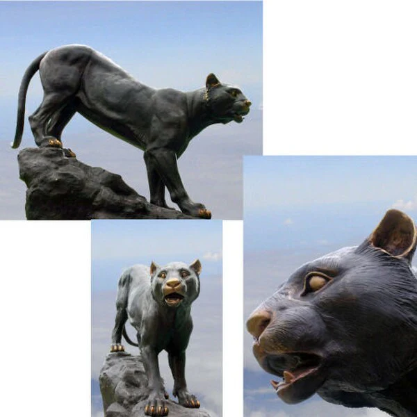 Lioness Sculpture On Rock Wild Cat Bronze - Image 5