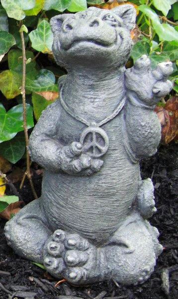 Little Dragon with Peace Sign Statue - Image 3