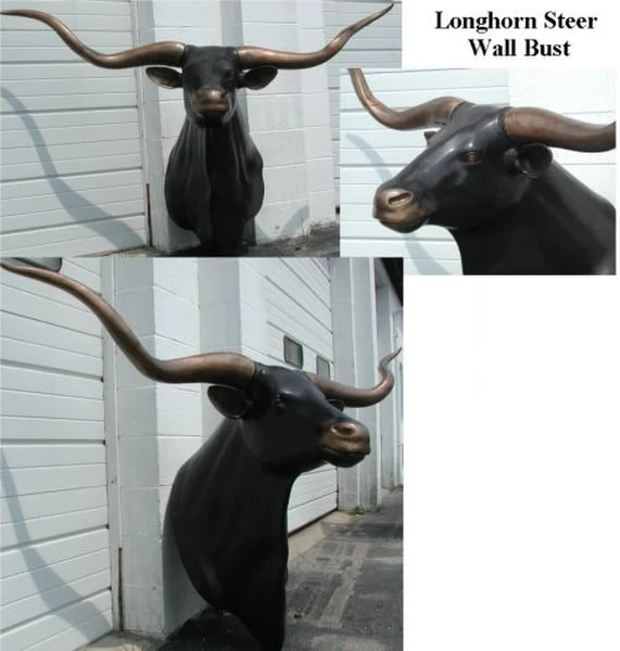 Longhorn Steer Wall Mounted Bust Bronze Sculpture