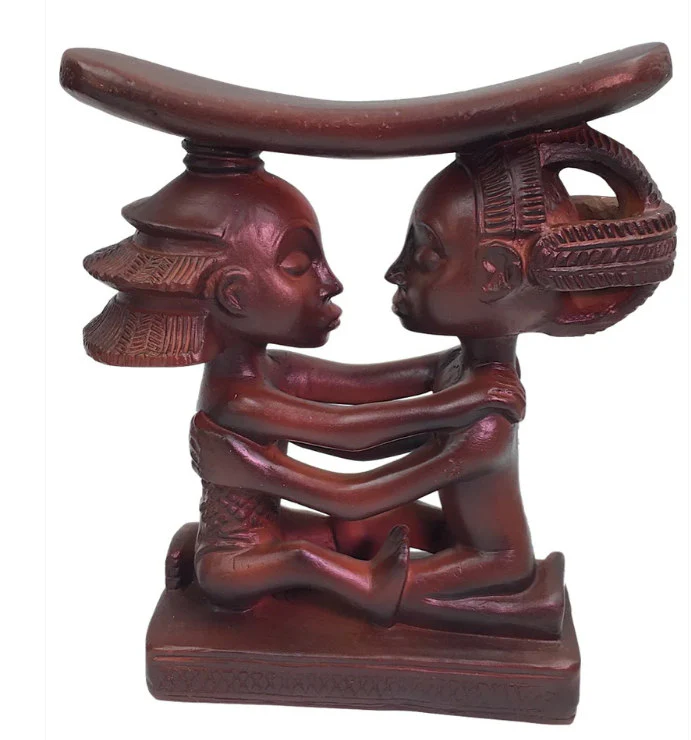 Luba Couple African Wedding Headrest Sculpture - Image 2