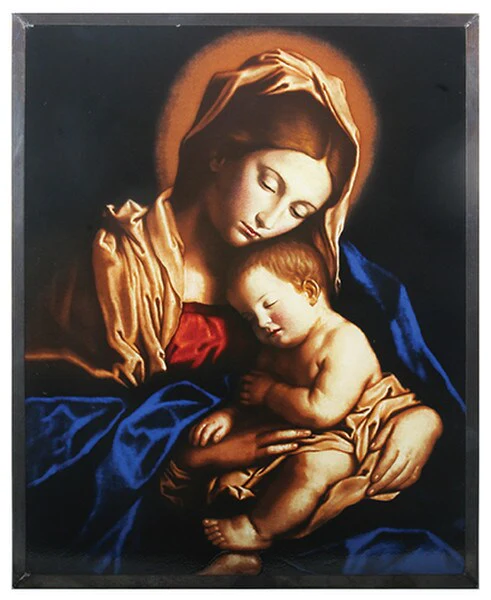 Madonna and Child Art Glass Sculpture