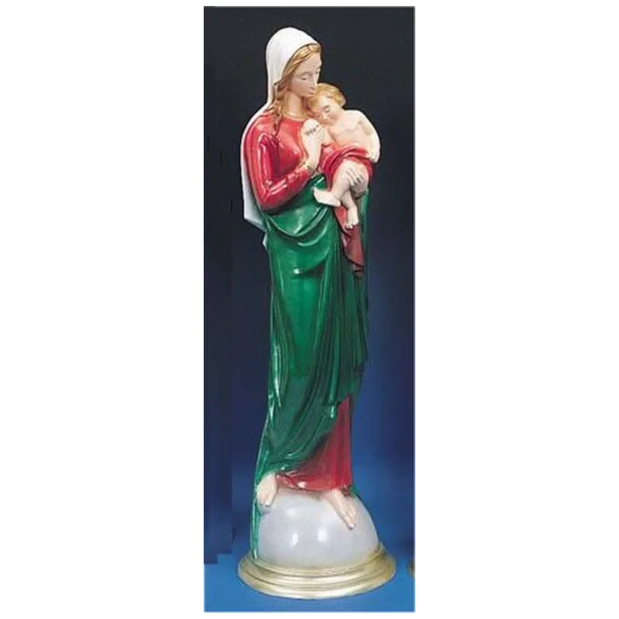 Madonna & Child Sculpture in Green