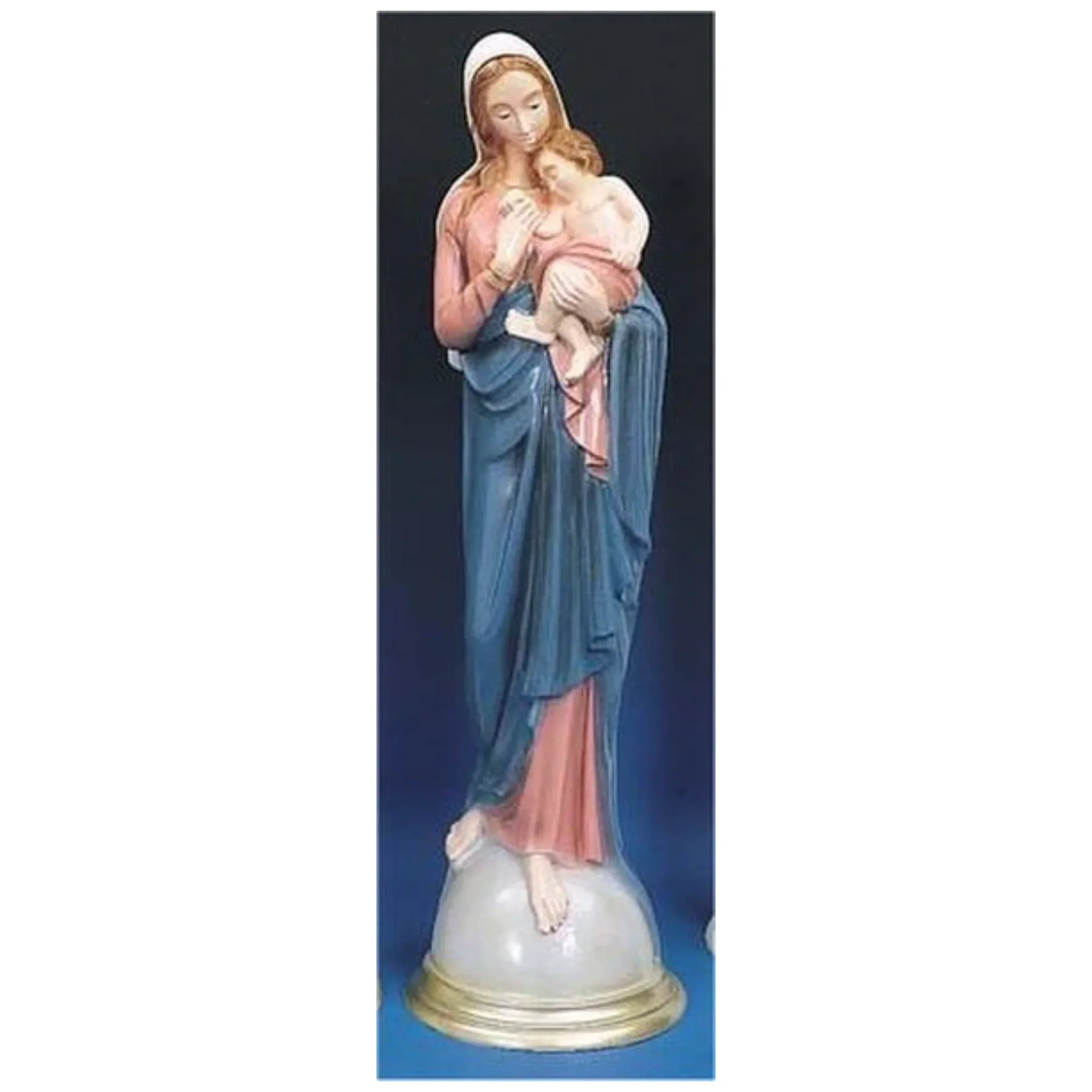 Madonna & Child Sculpture in Blue